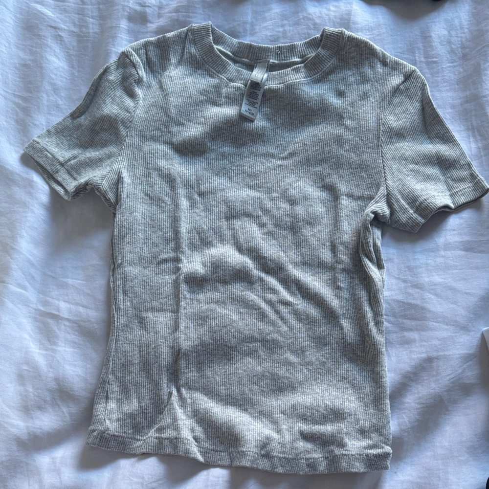 Gray SKIMS ribbed T-Shirt